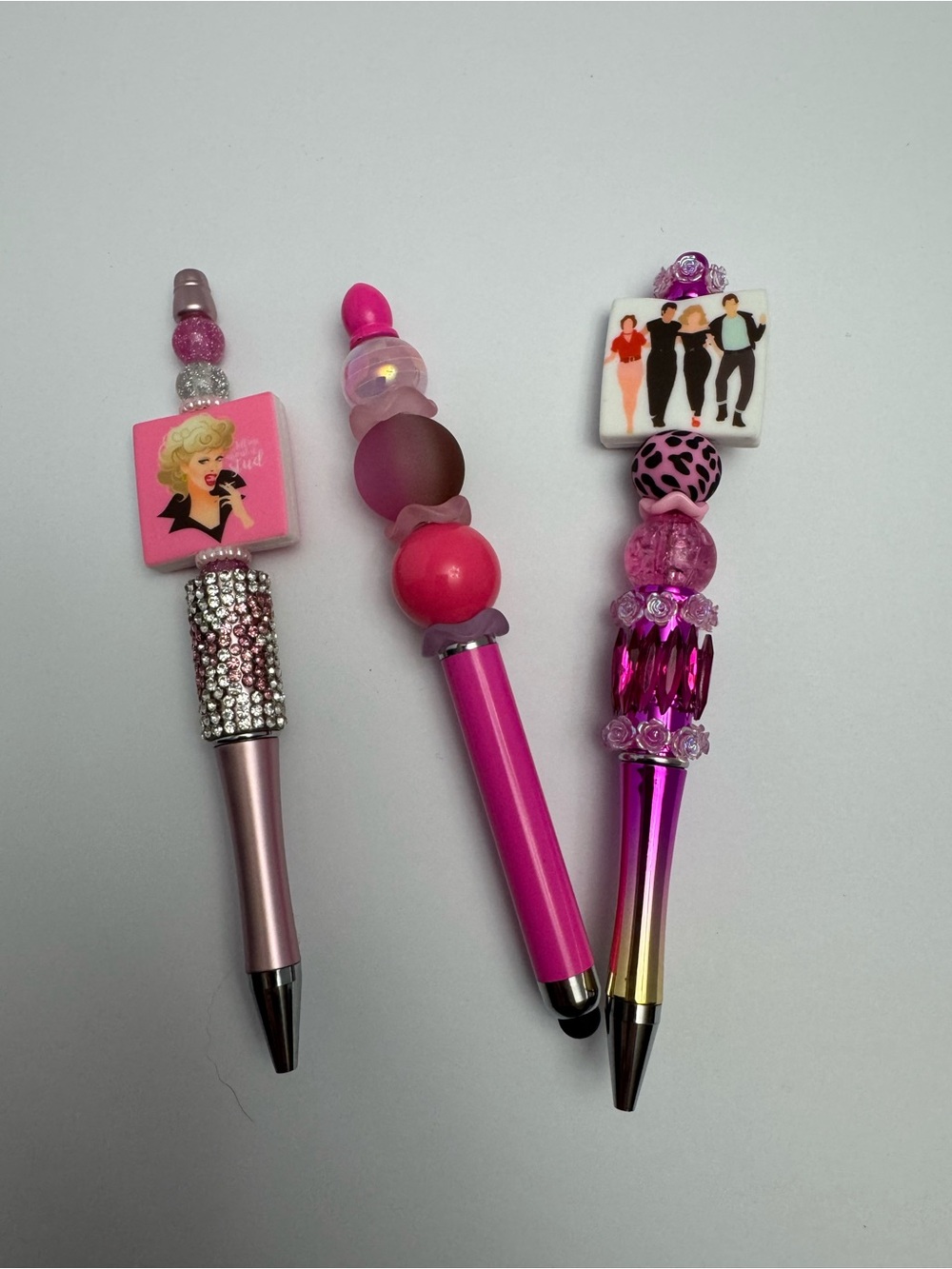 Pink Beaded Decorative Ballpoint Pen - Unbranded